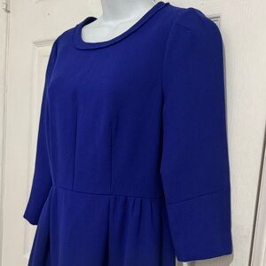 J.Crew Cobalt Blue Textured Dress 3/4 Sleeves Size 2